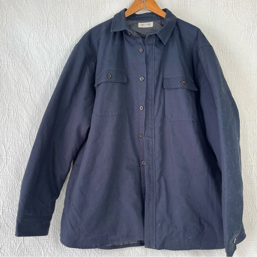 Line of Trade Shirt Jacket Shacket Men 3X Navy Blue Quilted Insulated Work Coat